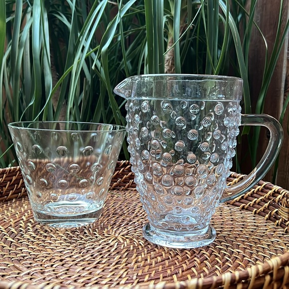 Large 40.5 oz Glass Hobnail Pitcher - Picture 3 of 13